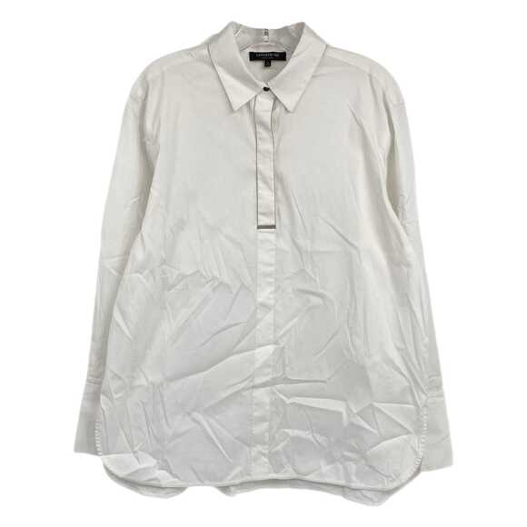 Lafayette 148 New York Tops - Lafayette 148 White Silver Classic Button-Up Blouse | Size S